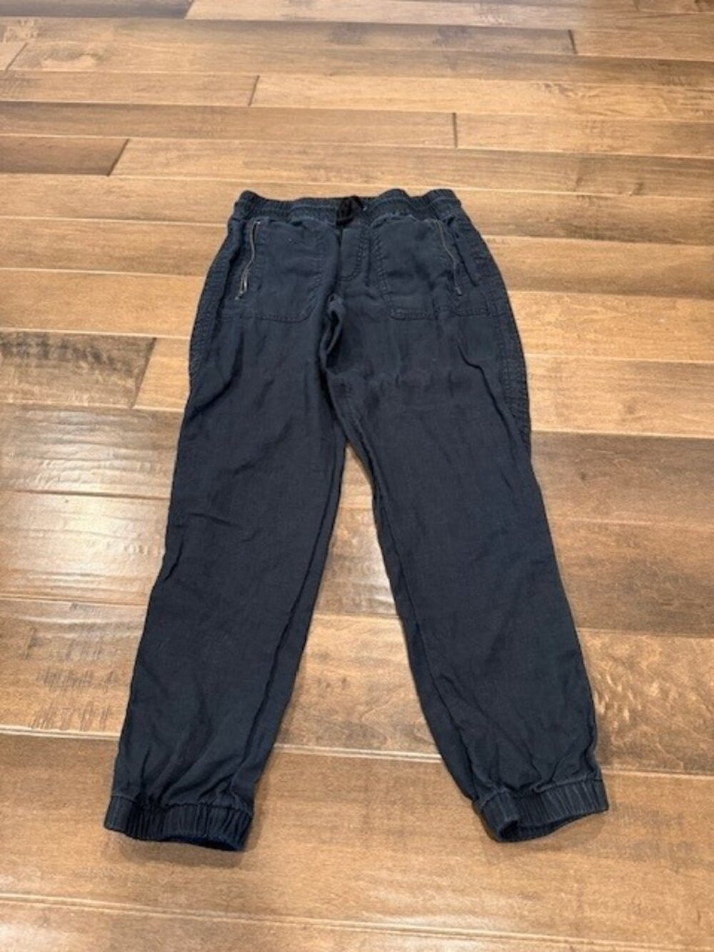 Athleta Washed 100% Linen Black Joggers Sz 6